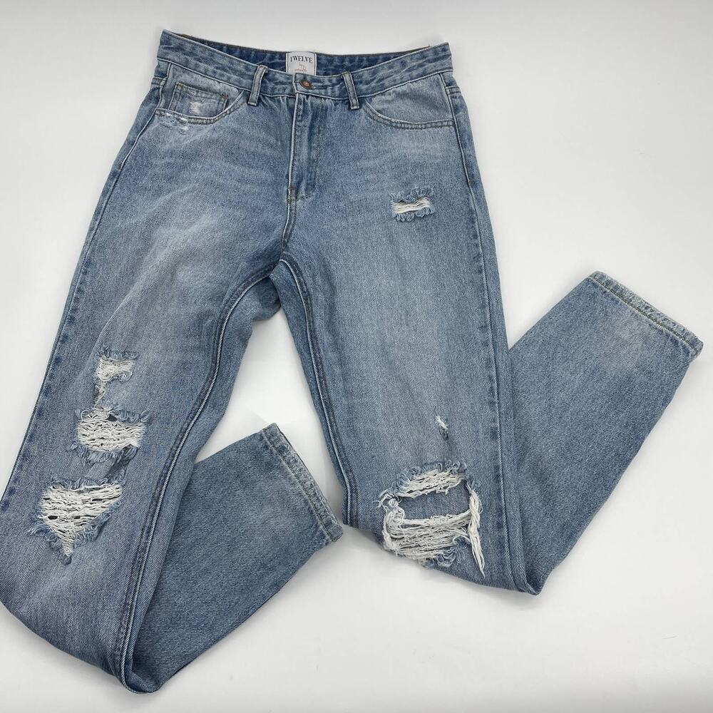TWELVE by ONTWELFTH Womens Jeans Distressed Size 28 Tapered High Waist Y2K Taper